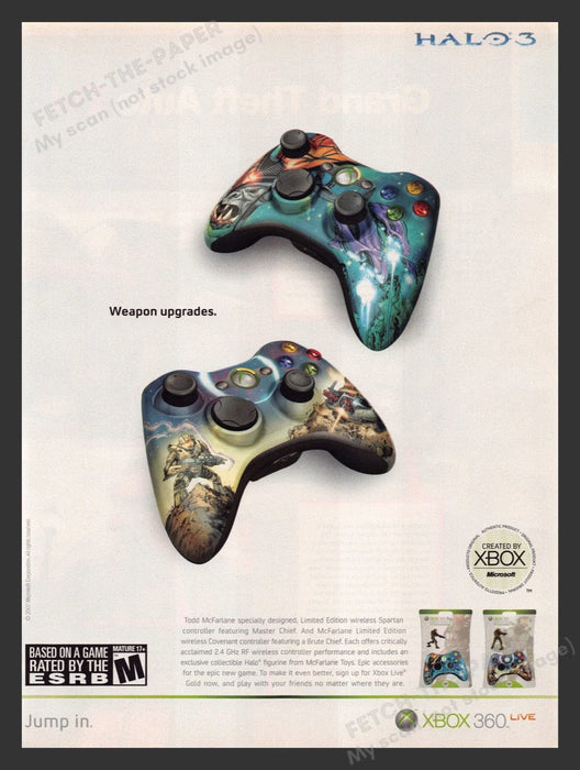 2007 Halo 3  Todd McFarlane Limited Edition Controllers Video Game Print Ad Fetch the Paper!