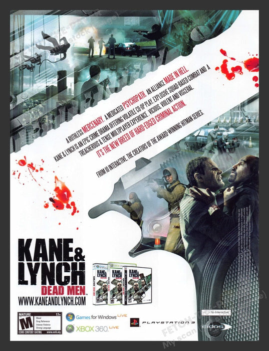 2007 Kane & Lynch: Dead Men Video Game Print Advertisement