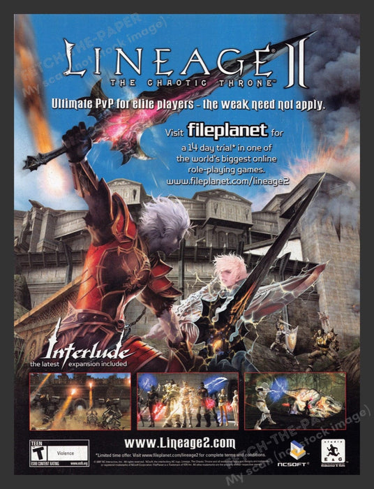 2007 Lineage 2: The Chaotic Throne Video Game Print Advertisement