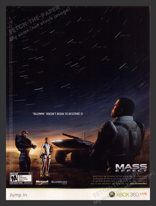 2007 Mass Effect "Dilemma" doesn't begin... Video Game Print Advertisement