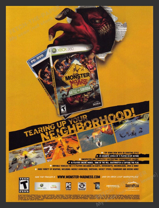 2007 Monster Madness: Battle for Suburbia Video Game Print Advertisement