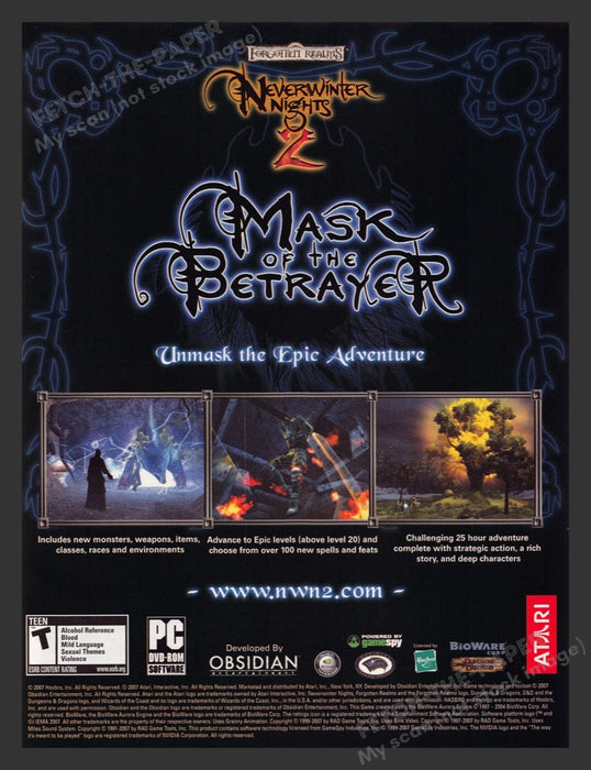 2007 Neverwinter Nights 2: Mask of the Betrayer Video Game Print Advertisement