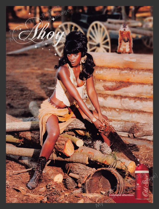 2007 Old Spice "Ahoy" Sexy Girl Cutting Wood Print Advertisement Ad Fetch the Paper!