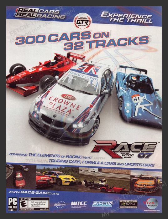 2007 Race 07 Official WTCC 300 Cars Video Game Print Advertisement