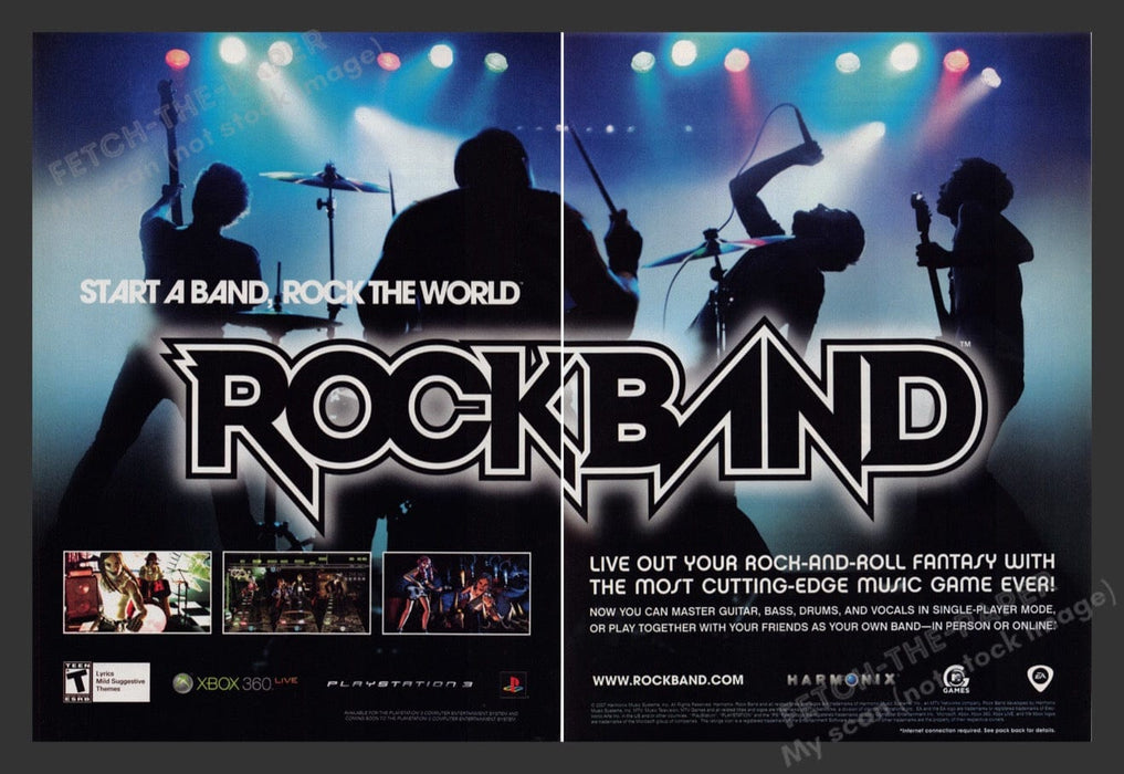2007 Rock Band "Rock the World!" Video Game Print Advertisement (2 pgs)