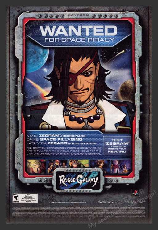 2007 Rogue Galaxy WANTED Zegram Video Game Print Advertisement (2 pgs)