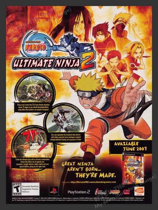 2007 Shonen Jump Naruto Ultimate Ninja 2 Video Game Print Advertisement