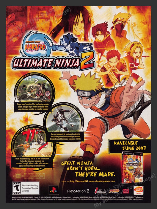 2007 Shonen Jump Naruto Ultimate Ninja 2 Video Game Print Advertisement