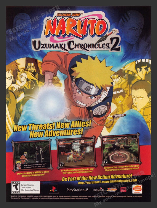 2007 Shonen Jump Naruto: Uzumaki Chronicles 2 Video Game Print Advertisement Fetch the Paper!