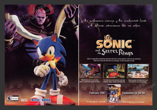 2007 Sonic and the Secret Rings Video Game Print Advertisement (2 pgs)
