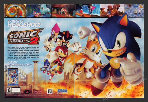 2007 Sonic Rivals 2 Video Game Print Advertisement (2 pgs)