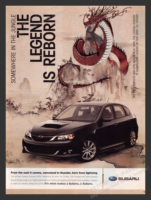 2007 Subaru Impreza WRX "The Legend Reborn" Print Advertisement Fetch the Paper!