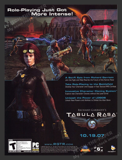 2007 Tabula Rasa Video Game Print Advertisement