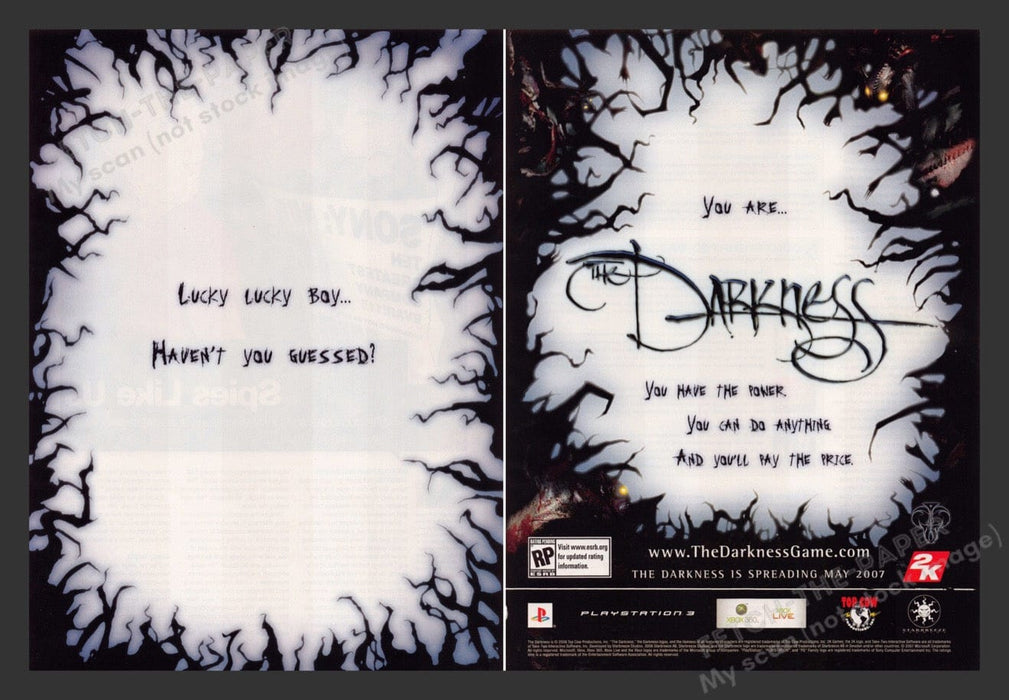 2007 The Darkness "It's spreading" Video Game Print Advertisement (2 pgs)