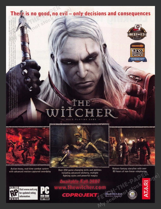 2007 The Witcher RPG Video Game Print Advertisement