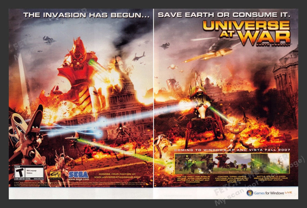 2007 Universe at War Washington D.C. Video Game Print Advertisement (2 pgs)