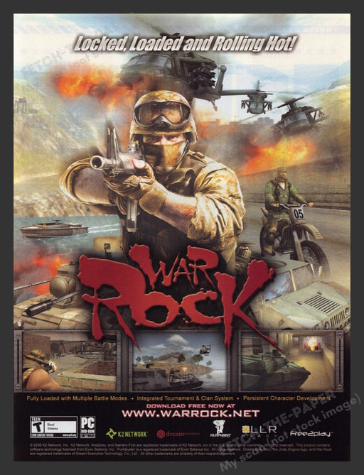 2007 War Rock "Locked, Loaded and Rolling Hot!" Video Game Print Advertisement