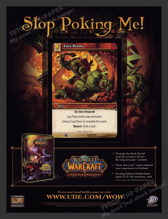 2007 World of Warcraft "Stop Poking Me!" Trading Card Game Print Advertisement