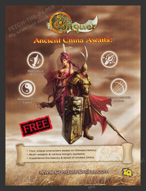 2008 Conquer Online "Ancient China Awaits!" Video Game Print Advertisement