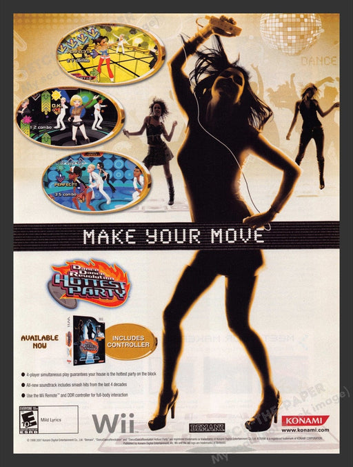 2008 Dance Dance Revolution: Hottest Party Video Game Print Advertisement