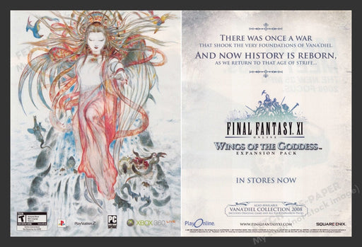 2008 Final Fantasy XI: Wings of the Goddess Video Game Print Ad (2 pgs)