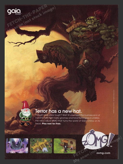 2008 Gaia Online ZOMG! Gnomes Video Game Print Advertisement
