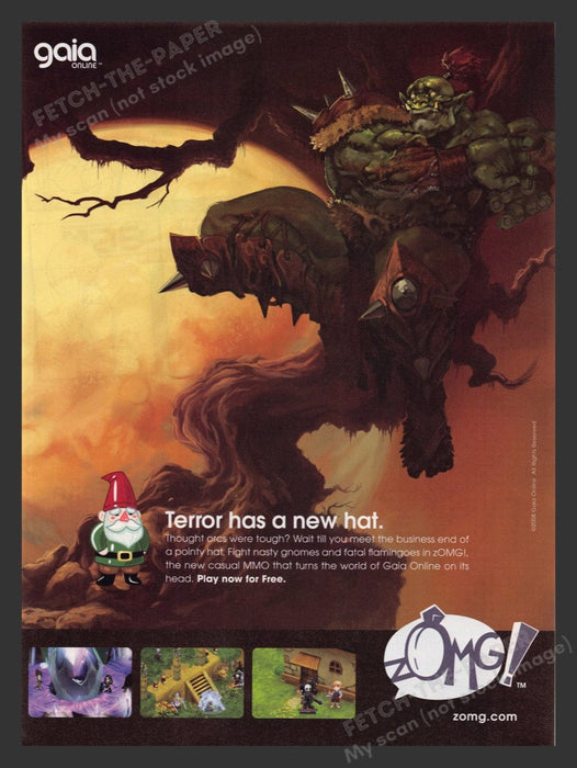 2008 Gaia Online ZOMG! Gnomes Video Game Print Advertisement