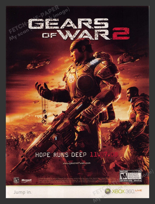 2008 Gears of War 2 "Hope runs deep" Video Game Print Advertisement