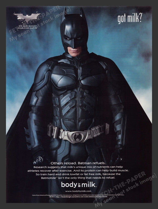 2008 "got milk?" Christian Bale Batman Dark Knight Print Advertisement Ad