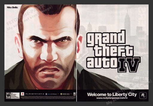 2008 GTO Grand Theft Auto IV Niko Bellic Video Game Print Advertisement (2 pgs)