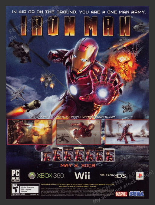 2008 Iron Man "A one man army" Video Game Print Advertisement