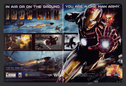 2008 Iron Man "One Man Army" Video Game Print Advertisement (2 pgs)