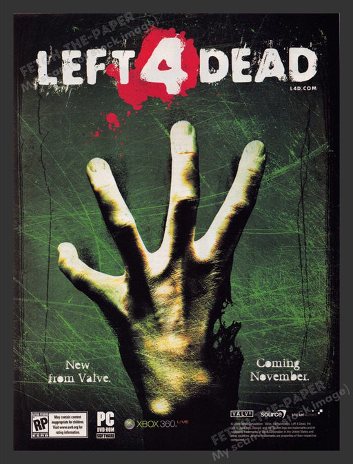 2008 Left 4 Dead Hand Video Game Print Advertisement