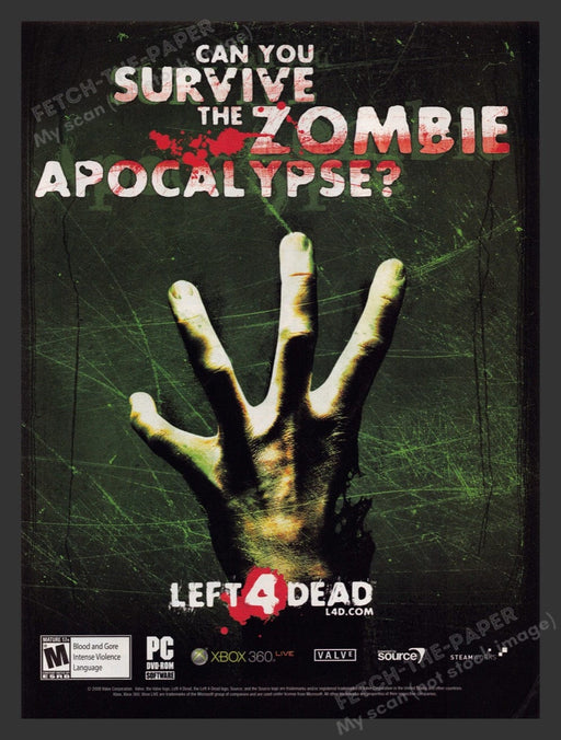 2008 Left 4 Dead Zombie Apocalypse Video Game Print Advertisement