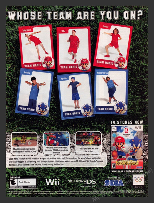 2008 Mario & Sonic at the Olympic Games Video Game Print Advertisement