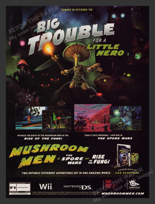 2008 Mushroom Men "Big trouble for a little hero" Video Game Print Advertisement