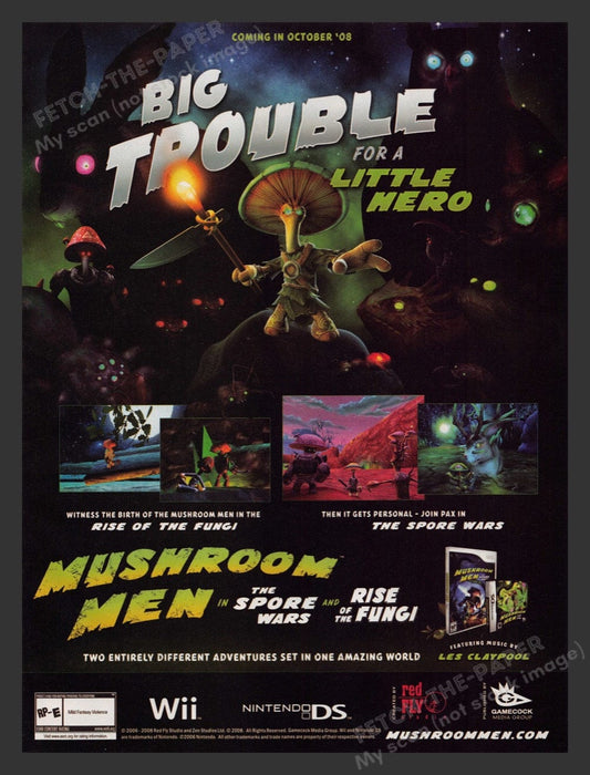 2008 Mushroom Men "Big trouble for a little hero" Video Game Print Advertisement
