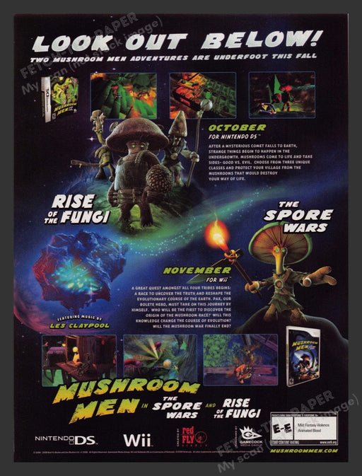 2008 Mushroom Men: Spore Wars & Rise of the Fungi Video Game Print Advertisement