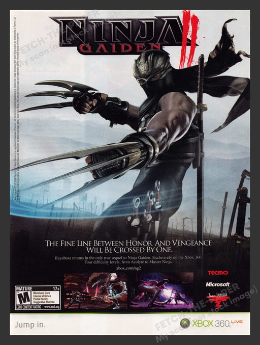 2008 Ninja Gaiden "Honor and Vengeance" Video Game Print Advertisement