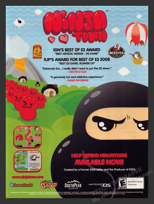 2008 Ninja Town Video Game Print Advertisement