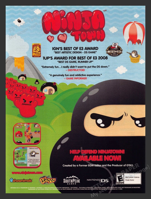 2008 Ninja Town Video Game Print Advertisement