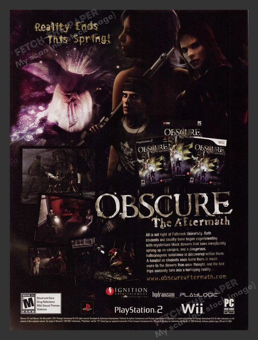 2008 Obscure: The Aftermath Video Game Print Advertisement