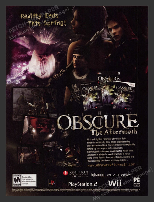 2008 Obscure: The Aftermath Video Game Print Advertisement