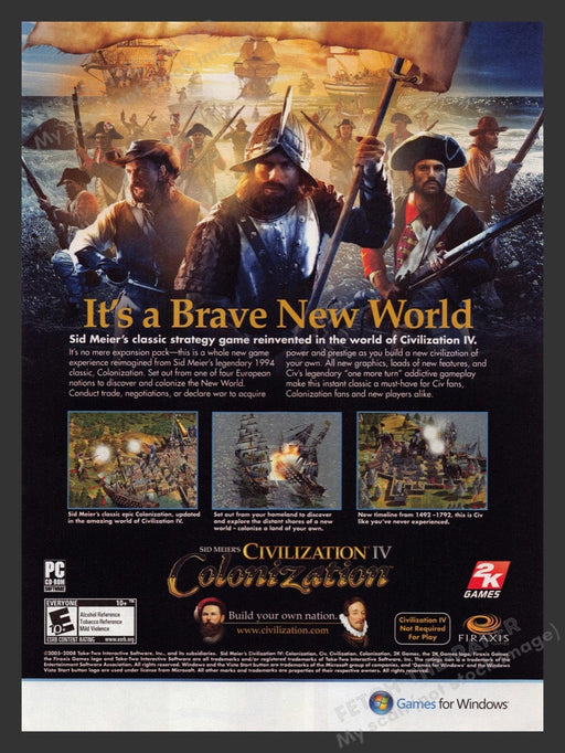2008 Sid Meier's Civilization IV: Colonization Video Game Print Advertisement