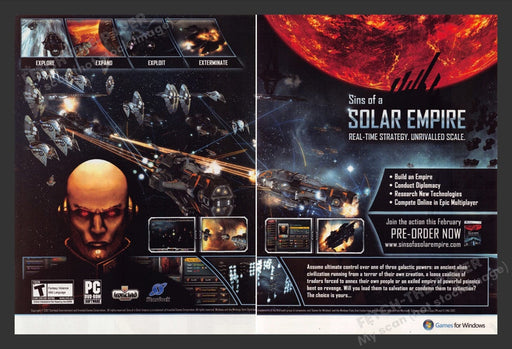 2008 Sins of a Solar Empire Video Game Print Advertisement (2 pgs)
