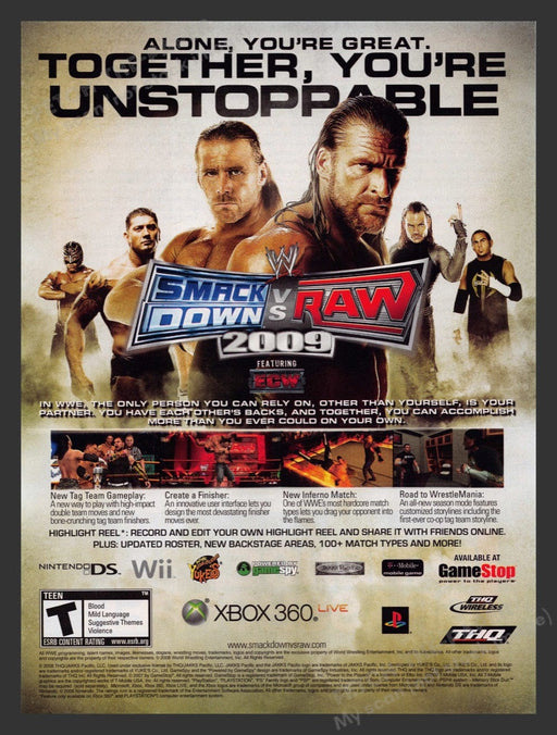 2008 Smack Down Vs Raw WWF Video Game Print Advertisement