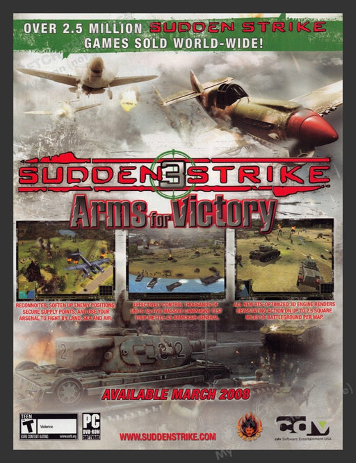 2008 Sudden Strike: Arms for Victory Video Game Print Ad