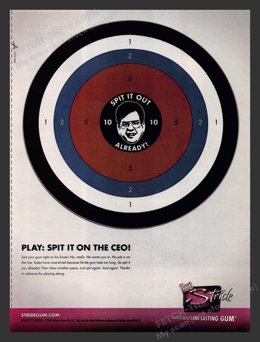 2008 Sweet Berry Stride Gum Spit it on the CEO! Video Game Print Advertisement