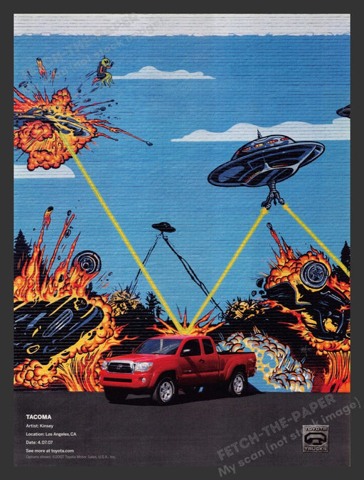 2008 Toyota Tacoma Truck Alien Attack Wall Print Advertisement Ad