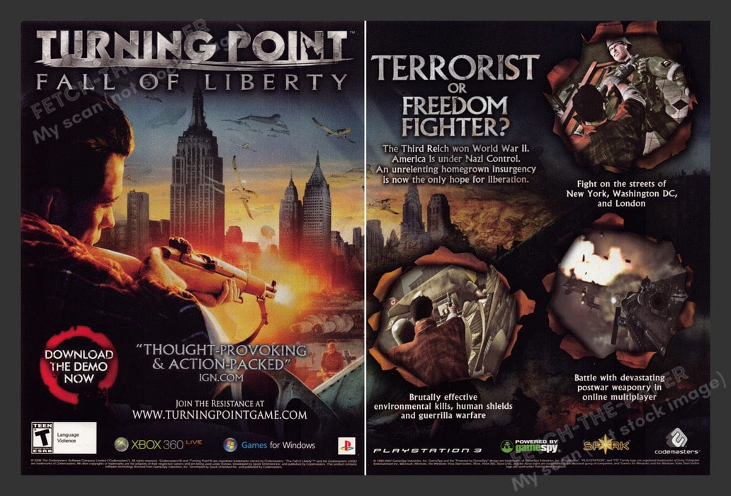 2008 Turning Point: Fall of Liberty Video Game Print Advertisement (2 pgs)